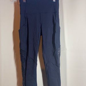 Lululemon crop leggings black with lace